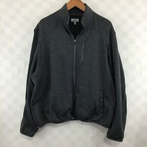 Ocean Coast Mens XXL Charcoal Gray Full Zip Sweater Fleece Jacket Mock Neck